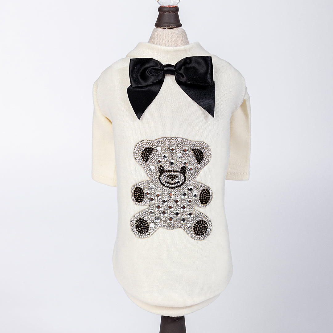 Teddy Bow Dog Tee: Beige